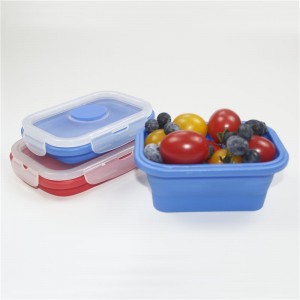 Collapsible Silicone Food Storage Container, Leftover Meal box For Kitchen, Bento Lunch Boxes, BPA Free, Microwave, Dishwasher and Freezer Safe. Foldable Thin Bin Design Saves Your Space.