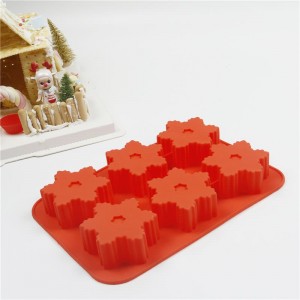 Silicone Snowflake Molds,  Cake Pans Cookie Trays Handmade Soap Making Moulds, Also for Chocolate Pudding Jelly Muffin Cups Kitchen Baking Decoration, 6-Cavity