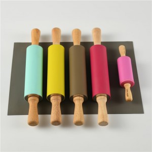Silicone Rolling Pin – Dough Roller for Pizza, Cookie with Wooden Handle & Nonstick Surface
