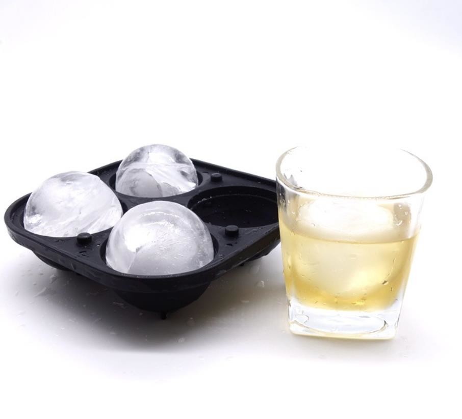 Whiskey 4 Cavity Silicone Ice Ball Molds Easy Release Durable With Funnel