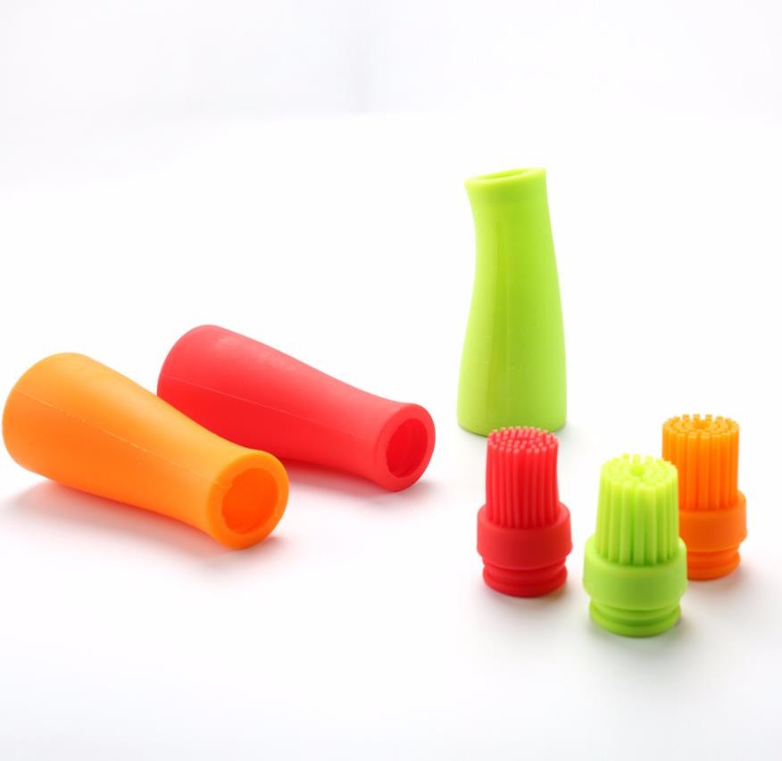 Food Grade Barbeque tools silicone Oil white bottle with colorful brush