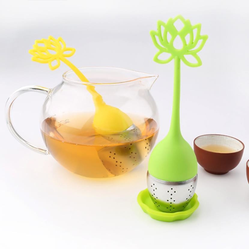 Lotus Flower shape Food Grade Silicone Tea strainer with printing logo
