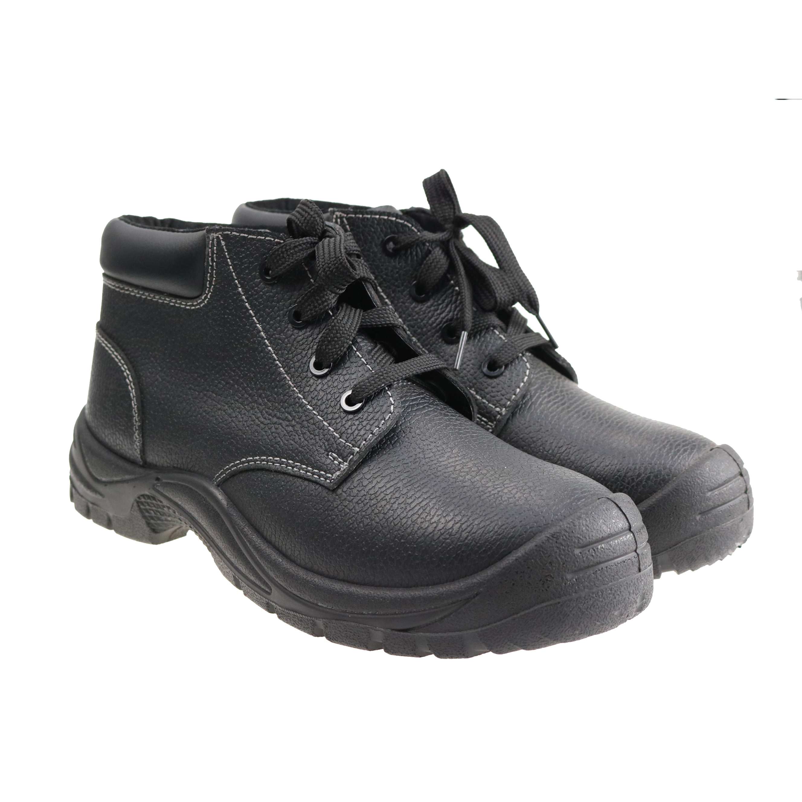 Black genuine leather safety shoes with steel toe ,anti static construction water proof safety shoes