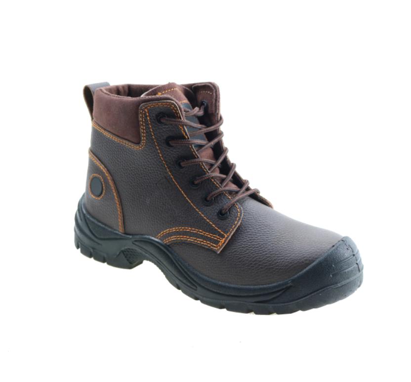 Brown genuine leather steel toe non slip industrial safety boots men Featured Image