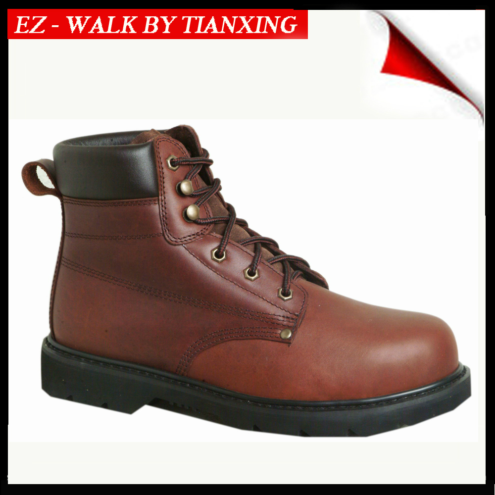 BROWN GOOD YEAR WELT LEATHER SAFETY SHOE WITH STEEL TOE