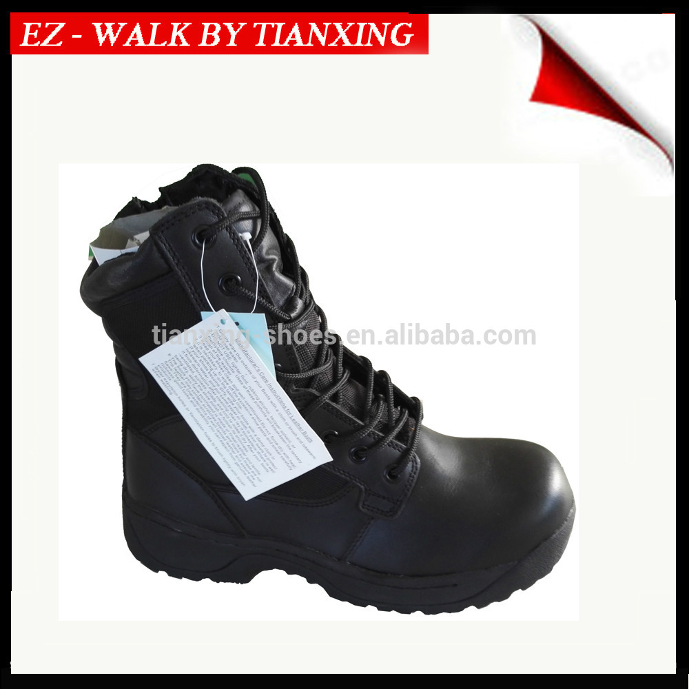 Leather anti Riot Black military boots