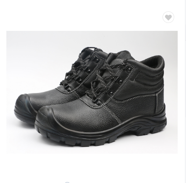 Black leather steel toe cap safety shoes