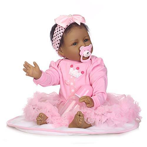 Biracial Reborn Baby Doll Black African American Girl 22 inches Prime Cute Realistic Baby Black Skin Kids Toys