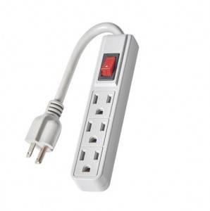 ETL Approved Classical Short Power Strip White Color Residential 3 Outlet Power Strip Surge Protector