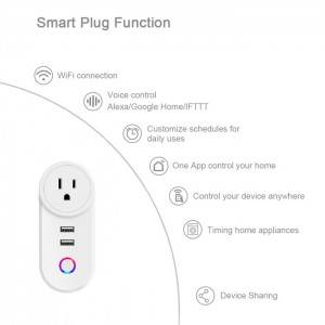 Factory Price Manufacturer Supplier Remote Control Of Mobile App Wifi Smart US Plug With USB Outlet