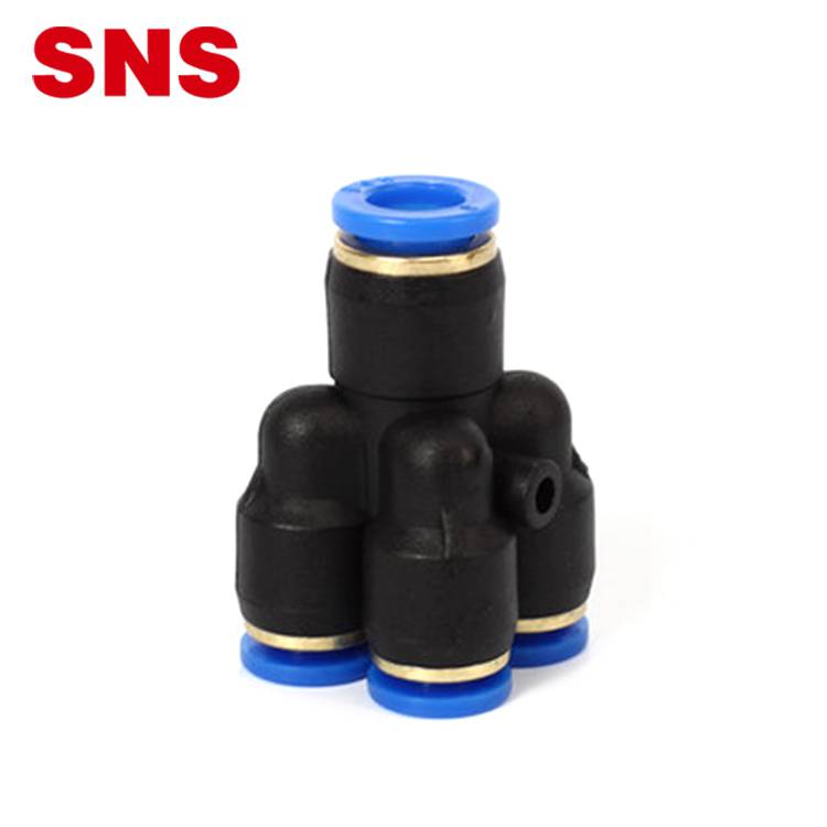 SNS PXY Series one touch 5 way different diameter double union Y type reducing air hose tube connector plastic pneumatic quick f