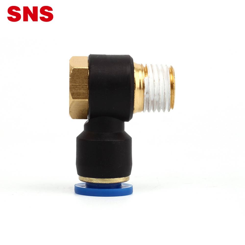 SNS SPH Series pneumatic one touch plastic swing elbow air hose pu tube connector Hexagon universal male thread elbow fitting