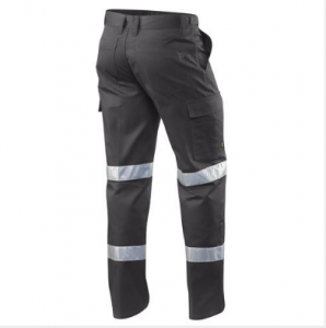 Navy Blue 100% Cotton 6 Pockets Reflective Construction Safety Workwear Cargo Work Pants For Men