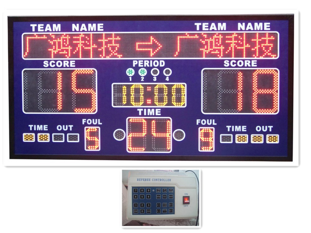 outdoor digital stadium LED electronic scoreboard with shot clock
