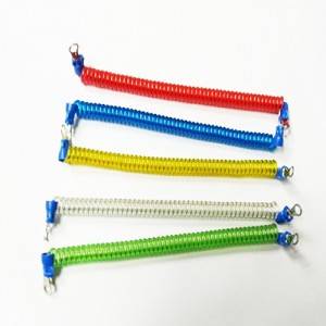 Security Engineering Machines Colored Steel Wire Spiral Tether Cords With Eyelets