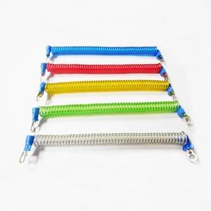 Security Engineering Machines Colored Steel Wire Spiral Tether Cords With Eyelets