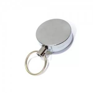 Semimetallic Round Retractable Badge Reel With Split Ring ID Safety Retractor