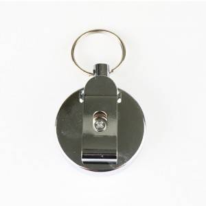 Semimetallic Round Retractable Badge Reel With Split Ring ID Safety Retractor