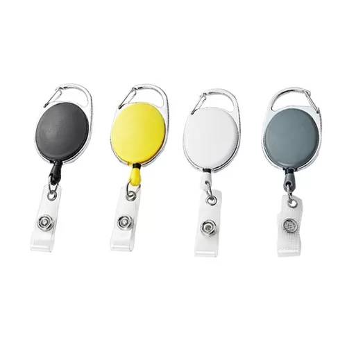 Plastic Retractable Id Badge Reel Holder Oval Shape With PVC Strap Solid Colors Featured Image