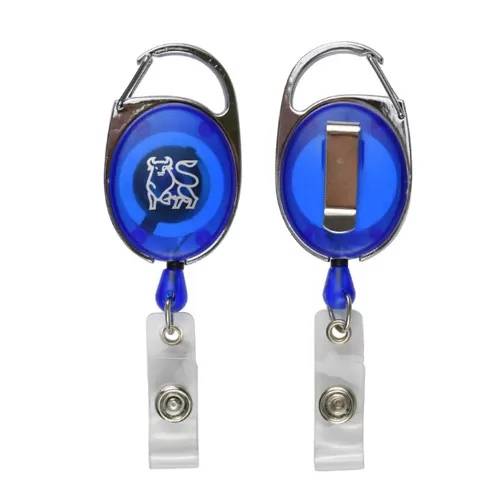 Carabiner Badge Holder Reel Clip Retractable Oval Shape With Custom Logo Printing Featured Image