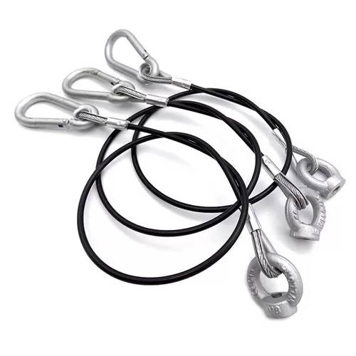 Black PVC Coated Wire Rope Sling With Stainless Steel Carabiner For Hanging Function Featured Image