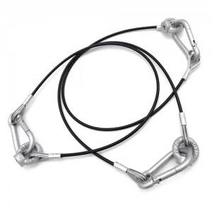 Black PVC Coated Wire Rope Sling With Stainless Steel Carabiner For Hanging Function
