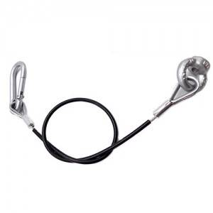 Black PVC Coated Wire Rope Sling With Stainless Steel Carabiner For Hanging Function