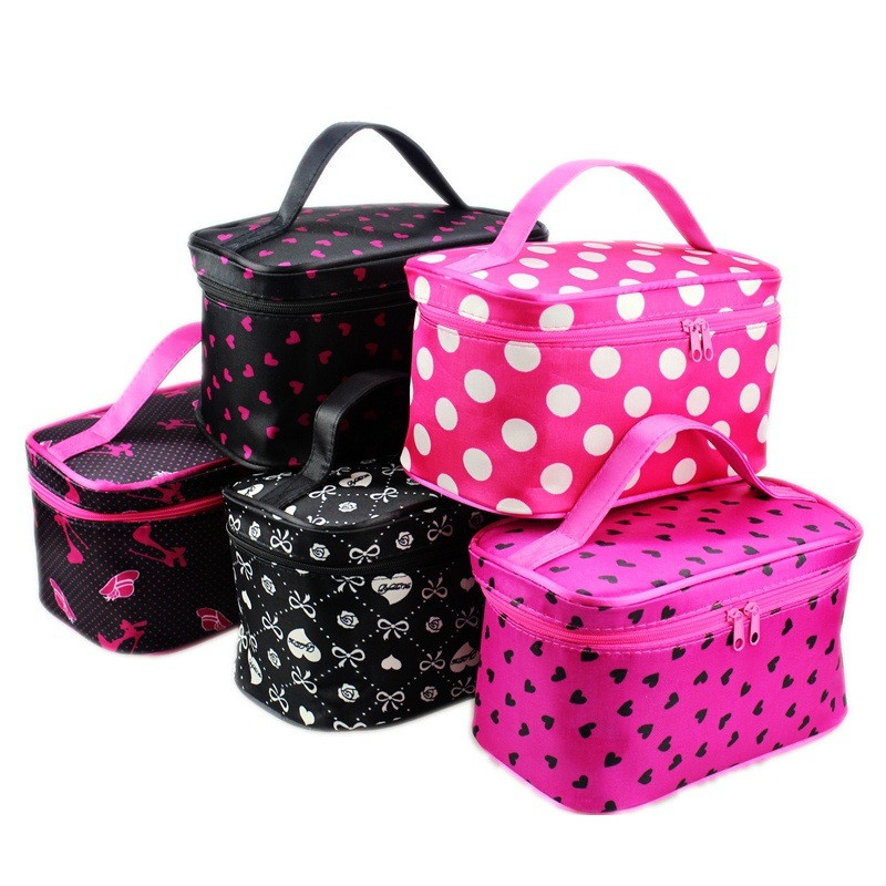 Portable cosmetic bag travel cosmetic storage bag polka dot cosmetic bag Featured Image