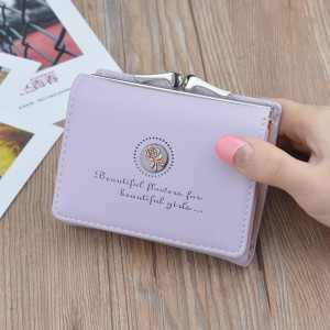 Simple fashion ladies small wallet retro style flower short coin purse 3 folding wallet