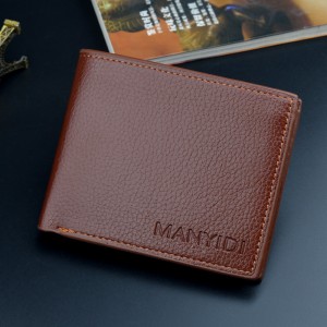 Men’s driver’s license thin wallet 3 fold horizontal business casual lychee retro soft wallet