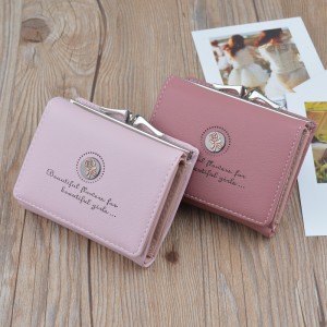 Simple fashion ladies small wallet retro style flower short coin purse 3 folding wallet