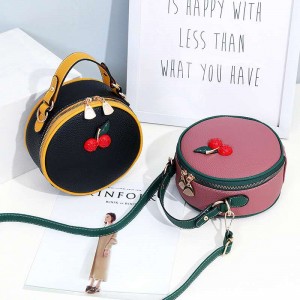 Trendy new ladies casual mini cherry leather chain shoulder diagonal small round bag handbag
