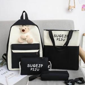 Four-piece Korean fashion large-capacity backpack leisure travel bag simple computer bag student school bag