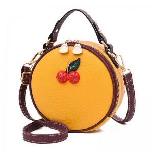 Trendy new ladies casual mini cherry leather chain shoulder diagonal small round bag handbag