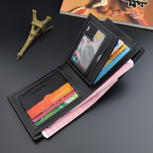 Men’s Wallet Men’s Short Three-fold Open Wallet New Multi-Card Position