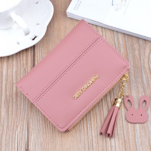New Wallet Lady Short Fashion Korean Zipper Tassels 2 Fold Wallet