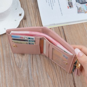 New Wallet Short Ladies Zipper Wallet Korean Splicing Tassel Coin Purse Card Holder
