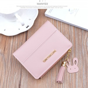 New Wallet Lady Short Fashion Korean Zipper Tassels 2 Fold Wallet