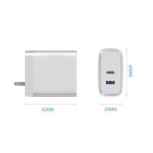 Portable fast gan type c adapter wall usb charger PD 18W