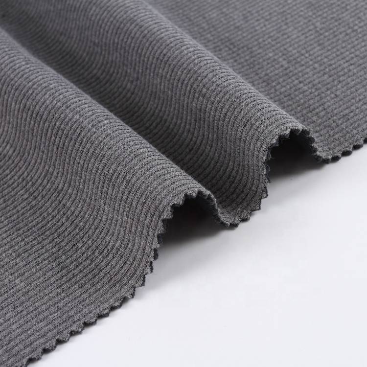 2020 new design grey plain yarn dyed TR rib knitted fabric for garment