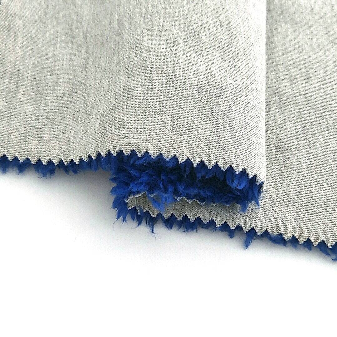High quality TC brushed one side jersey fabric bonded velveteen fleece fabric