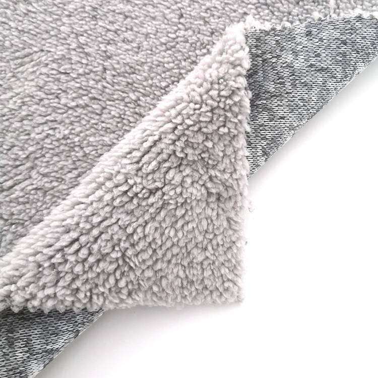 Soft hand feeling 100 polyester knit hacci sweater fabric bonded sherpa fleece fabric for sale