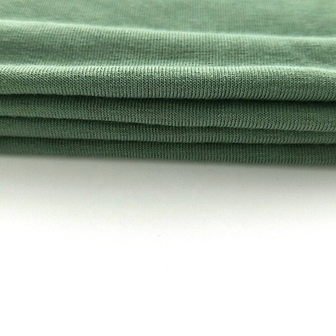soft polyester spandex knitted plain dyed double jersey 1*1 rib fabric for t shirt