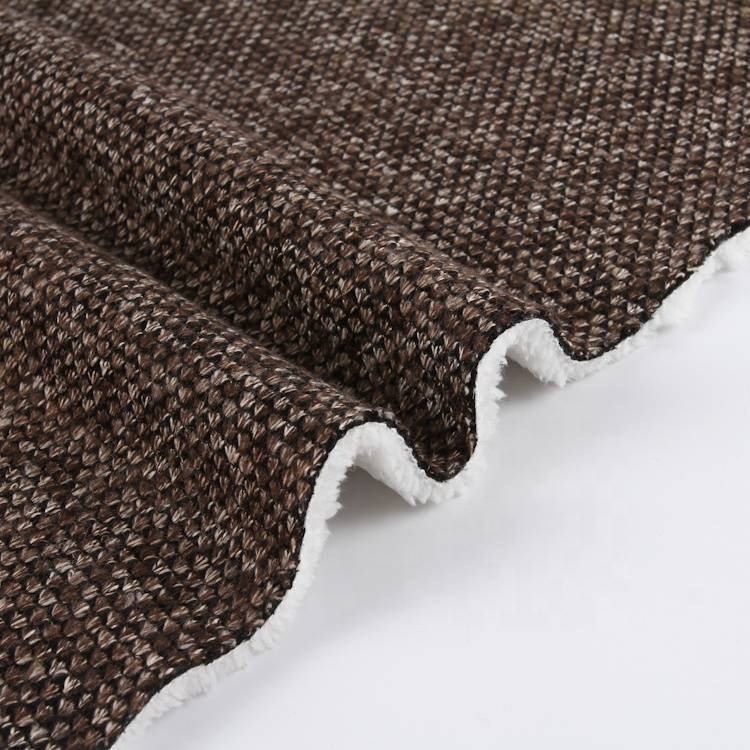 fancy design knitted weft poly brown jacquard hacci bonded sherpa fabric