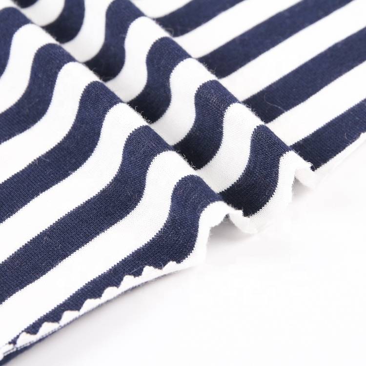 Professional keqiao suppliers yarn dyed stripe single jersey tc jersey knit fabric