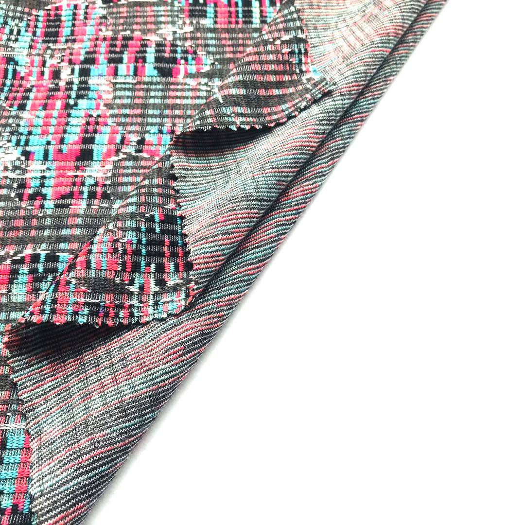 2020 Popular Design Polyester Rayon Spandex  Yarn Dyed Jacquard Rib Fabric