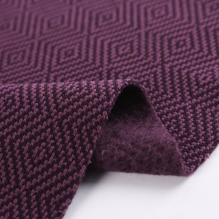 good quality 100 polyester cationic check plain purple hacci sweater brushed knit fleece fabric