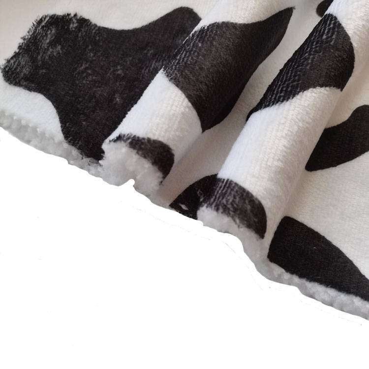 white and black printed flannel bonded cotton velvet knitted fabric