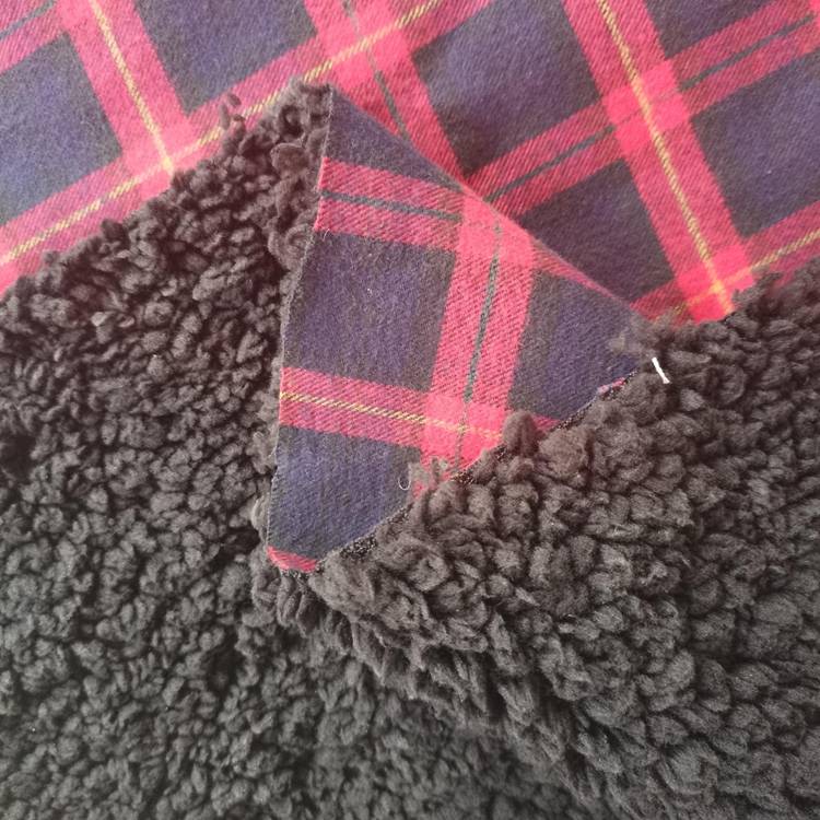 new design cotton woven flannel bonded knit polyester sherpa fleece fabric