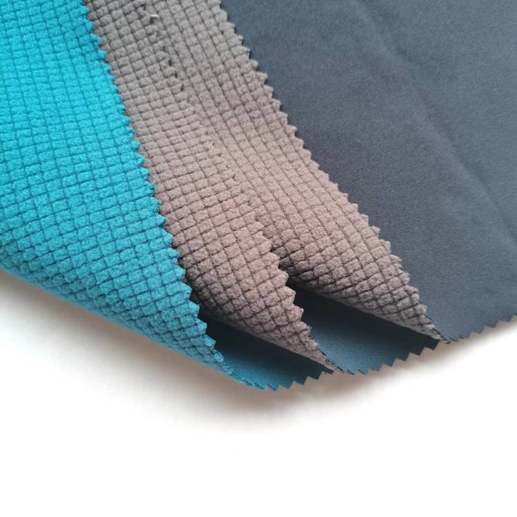 96 polyester 4 spandex four way stretch bonded micro grids pattern polar fleece soft shell fabric